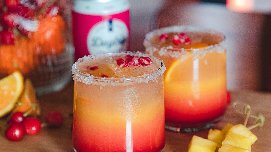 vibrant cocktail photo of the fiesta featuring Daytrip CBD Infused Sparkling Water