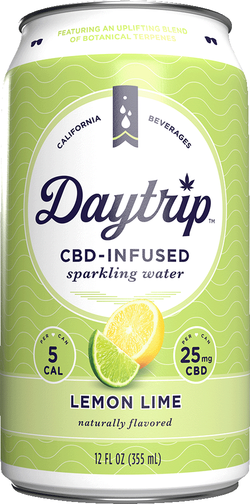 Can render of Daytrip Lemon Lime sparkling water on a white background