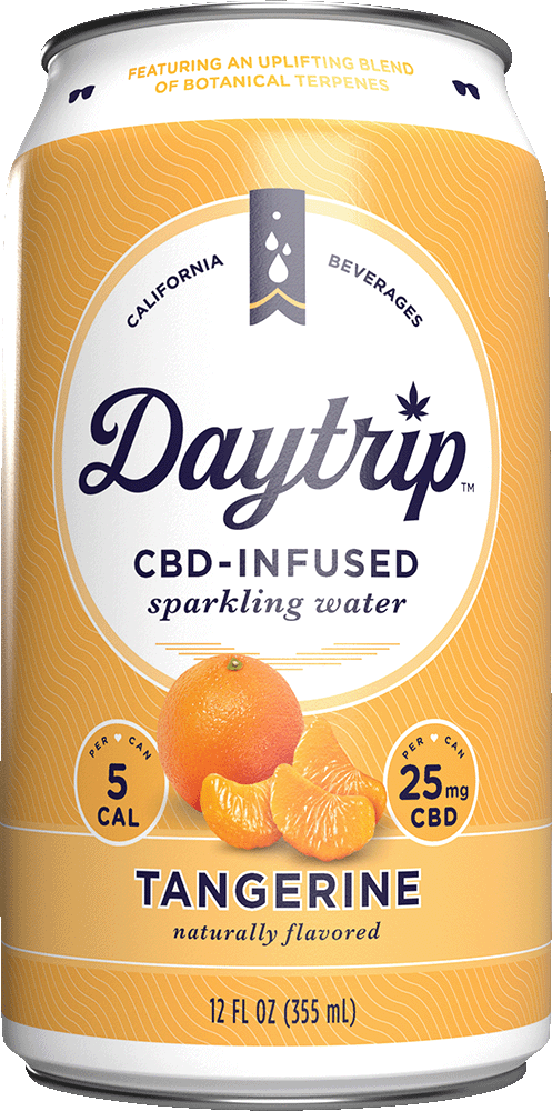 Can render of Daytrip Tangerine sparkling water on a white background 