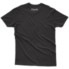 Daytrip Repeat Logo Heather Charcoal Tee Back with Repeat Logo screenprint on front CBD merch hemp