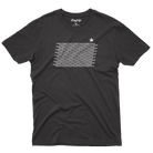 Daytrip Repeat Logo Heather Charcoal Tee Front with Repeat Logo screenprint on front CBD merch hemp