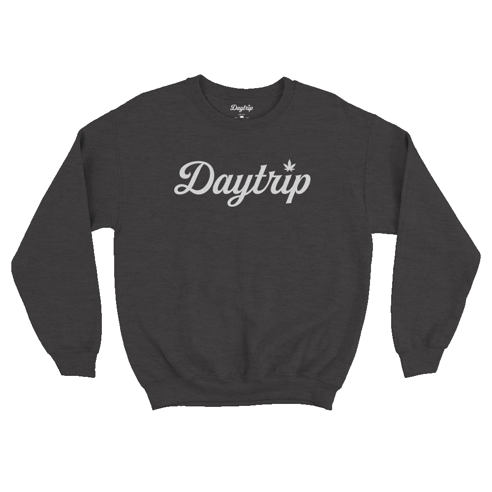 Daytrip Script Logo Charcoal Grey Pullover Crewneck Sweatshirt with screenprint front image