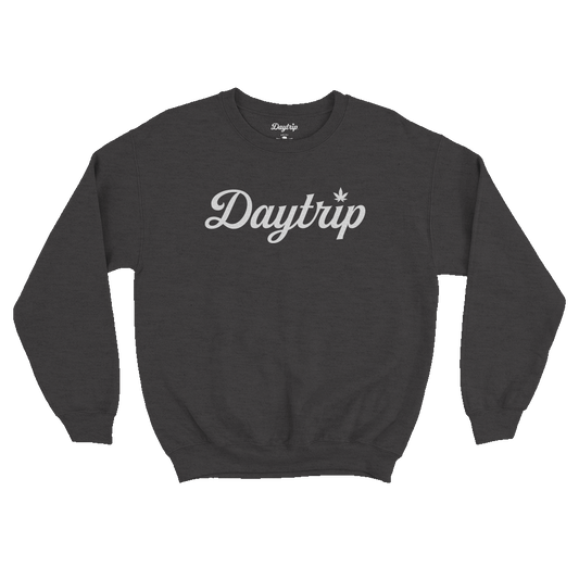 Daytrip Script Logo Charcoal Grey Pullover Crewneck Sweatshirt with screenprint front image