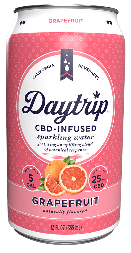 Front can render for Daytrip grapefruit cbd infused sparkling water.
